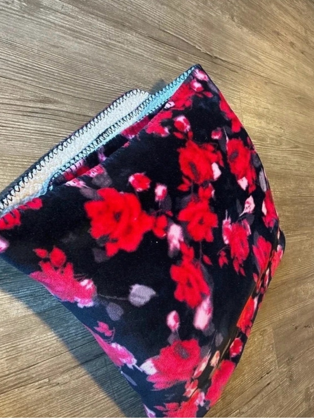 Victoria's Secret Black and Red floral blanket